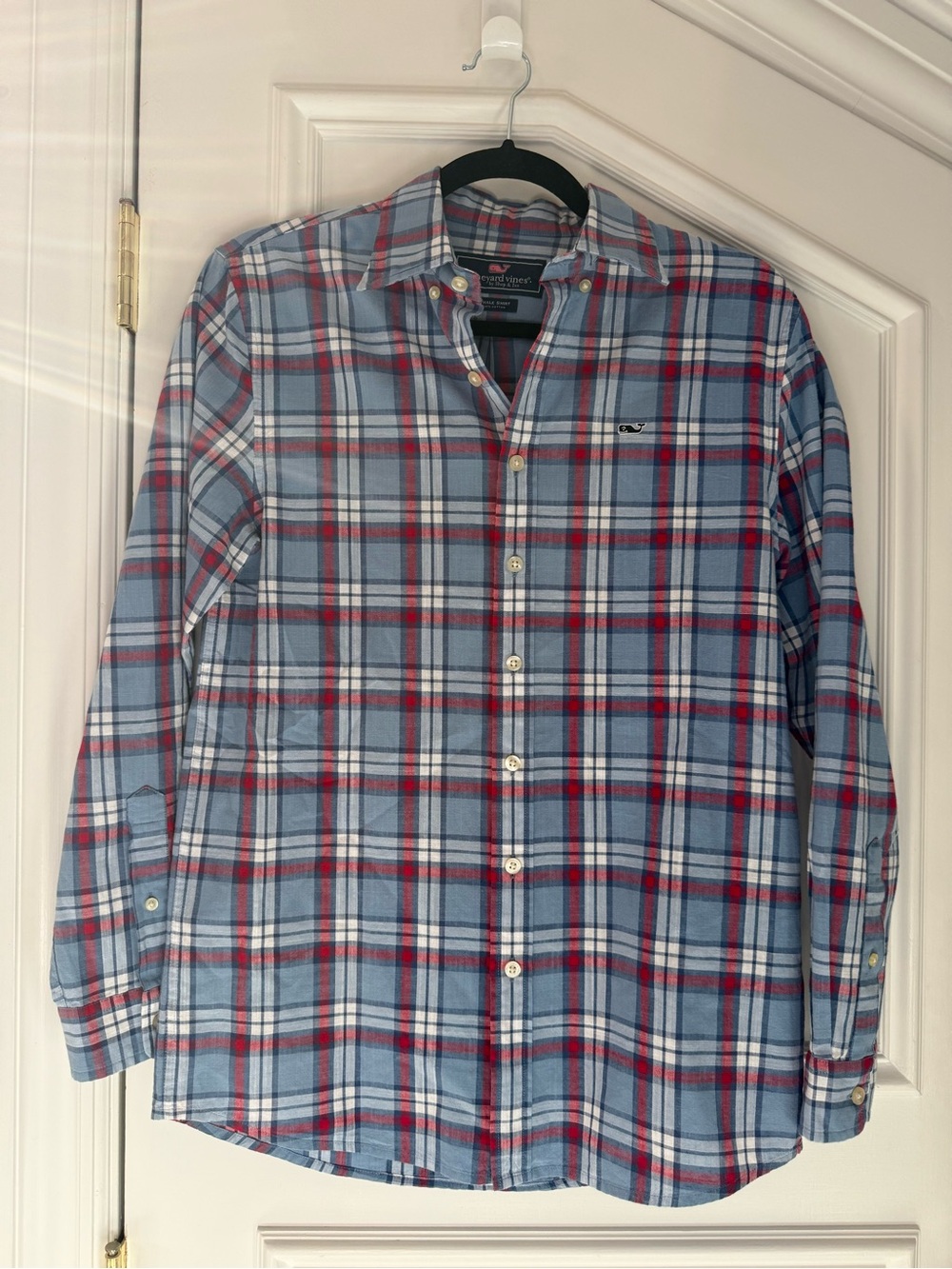NWOT Vineyard Vines Whale Shirt Blue Red Plaid Button Down L